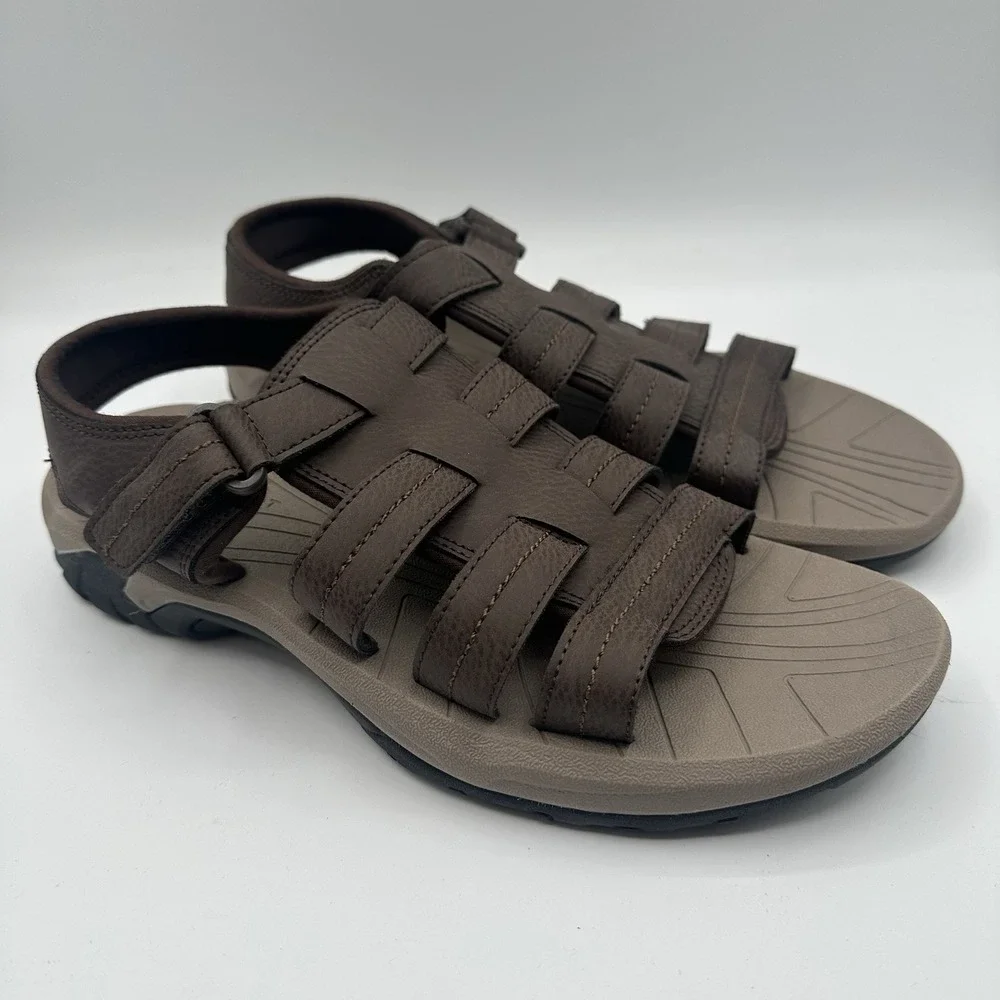 Rockport Byron Fisherman Sandals Mens‎ Sz 9 M Java Brown Adjustable Strap Shoes